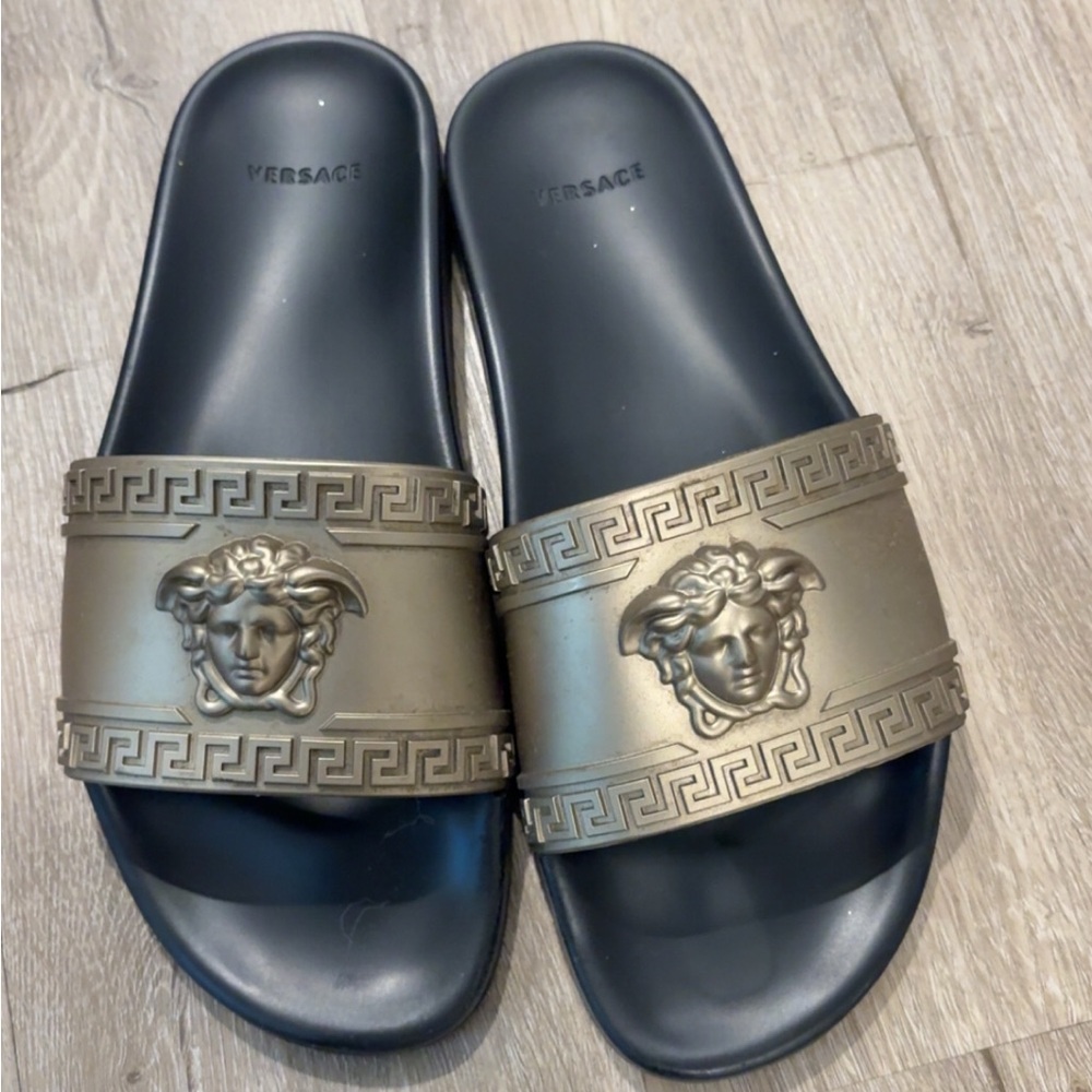 Versace Black and Gold Slides